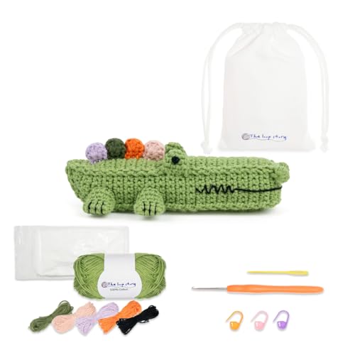 The loop story Häkelset Tiere Krokodil Crochet kit mit Video-Kurs (Schritt für Schritt auf Englisch) Häkelset für Anfänger & fortgeschrittene Erwachsene - mit Garn, Häkelnadel & Zubehör von The loop story