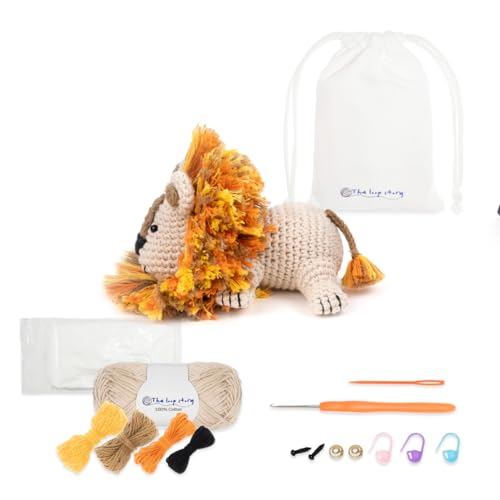 The loop story Häkelset Tiere Löwe Crochet kit mit Video-Kurs (Schritt für Schritt auf English) – Häkelset für Anfänger & Fortgeschrittene erwachsene – mit Garn, Häkelnadel & Zubehör von The loop story
