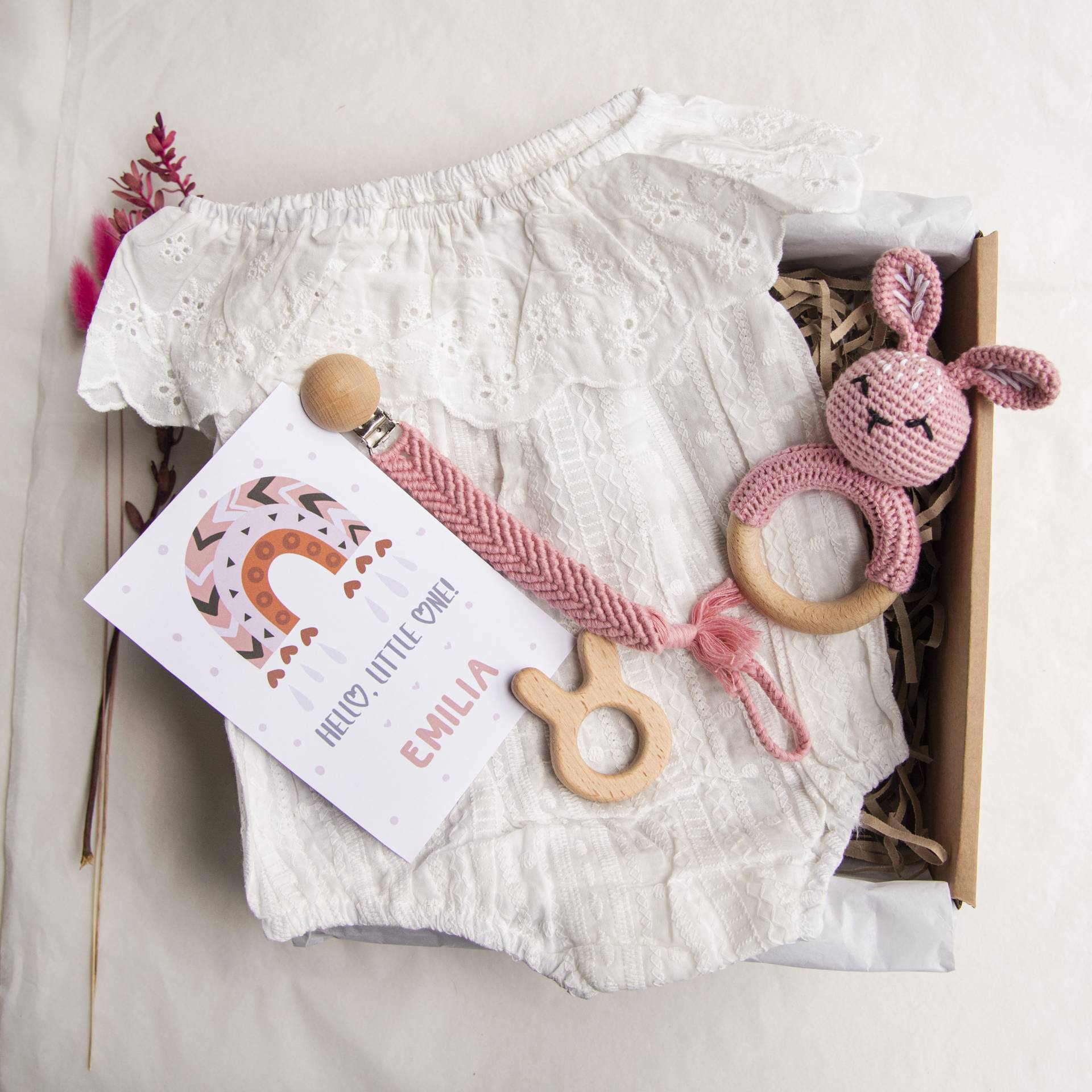 Neugeborenen Baby Mädchen Geschenkbox, 5 Stück Willkommen Geschenk Set, Shower Geschenk, Schwangerschaft Personalisiertes von TheBoxOfJoy