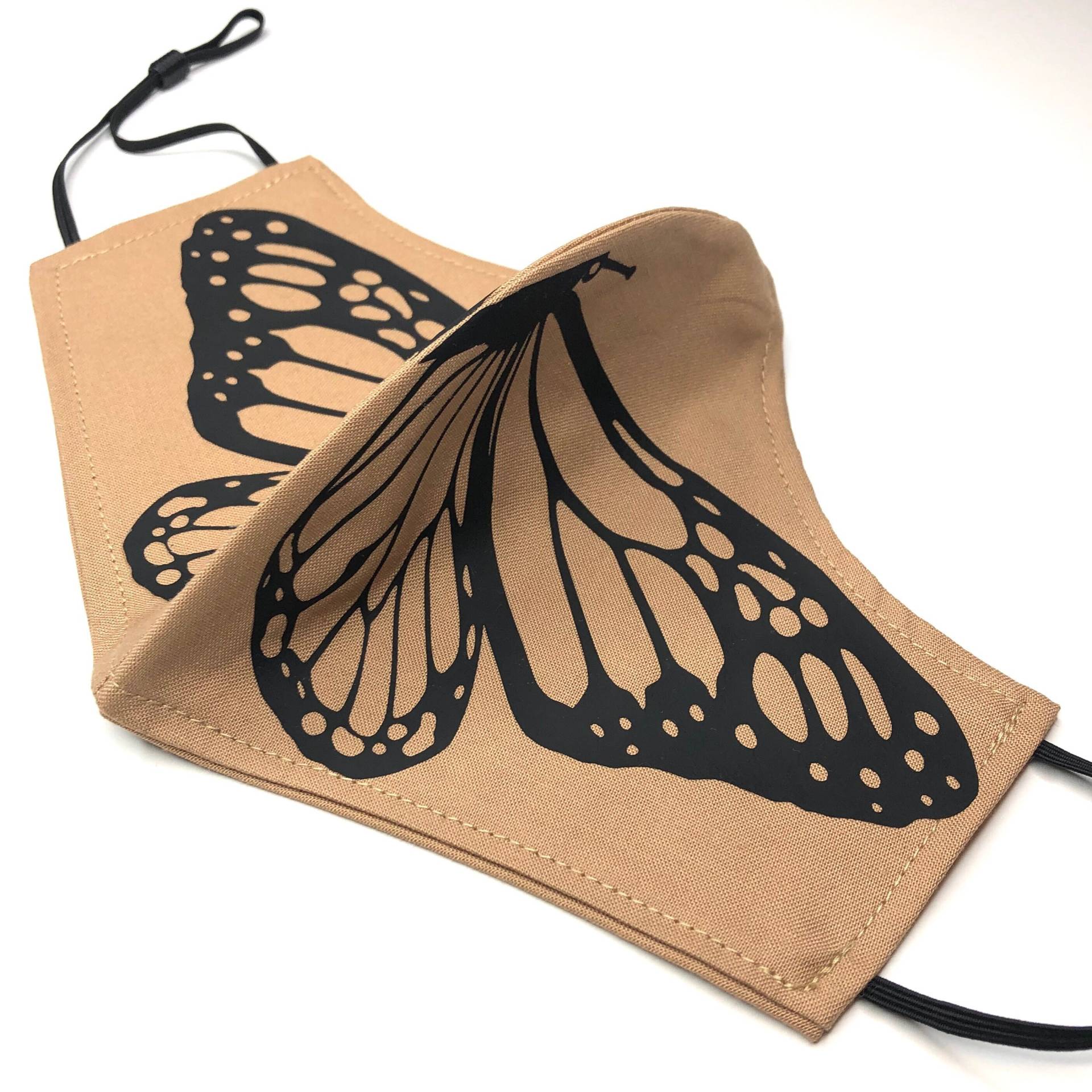 Monarch Butterfly Tan Baumwolle Waschbare Gesichtsmaske von TheJesslabelle
