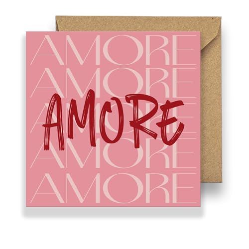 Premium Liebeskarte, Grußkarte, Klappkarte im AMORE Design für Hochzeit, Frau, Freundin, Muttertag, Valentinstag - quadratisch mit Umschlag (148 x 148mm) von TheMunique