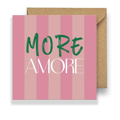 Premium Liebeskarte, Grußkarte, Klappkarte im MORE AMORE Design für Hochzeit, Frau, Freundin, Muttertag, Valentinstag - quadratisch mit Umschlag (148 x 148mm) von TheMunique