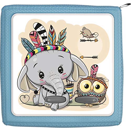 TheSmartGuard Schutzfolie passend für die Toniebox | Folie Sticker | Kleiner Baby Elefant mit Eule Verkleidet als Indianer von TheSmartGuard