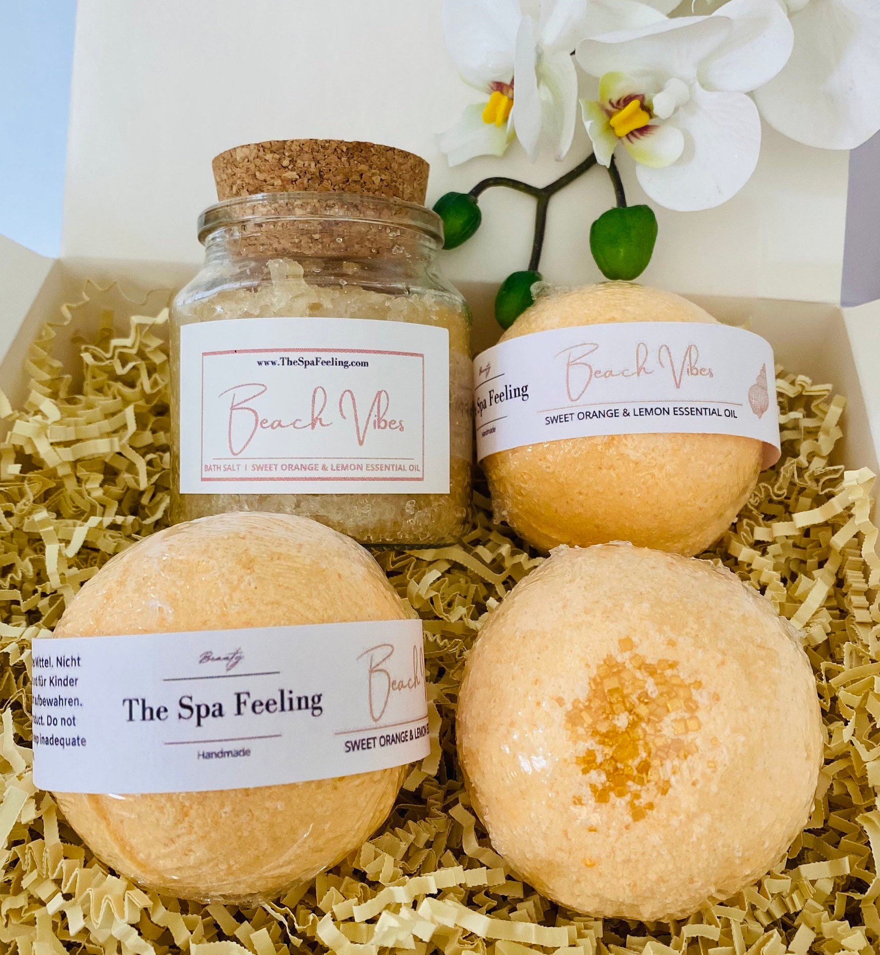 Bade Geschenkset, Freundin Geschenk, Geschenk Mama, Orangen Wellness Set, Frau, Wellnessgeschenk, Geburtstag, Geschenkbox von TheSpaFeeling