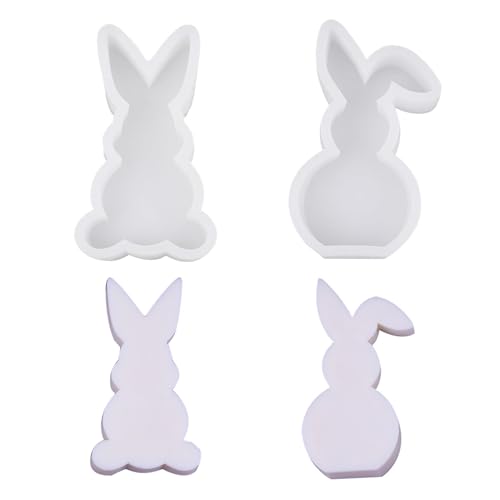 2 Stück 3D Osterhase Kerzenformen Kaninchen Kerze Silikonform Ostern Kaninchen Silikonformen Gießformen Osterhase Silikon Form 3D Osterhase Kerzenformen Seifenform Hasenform für Ostern, Gips (B) von TheStriven