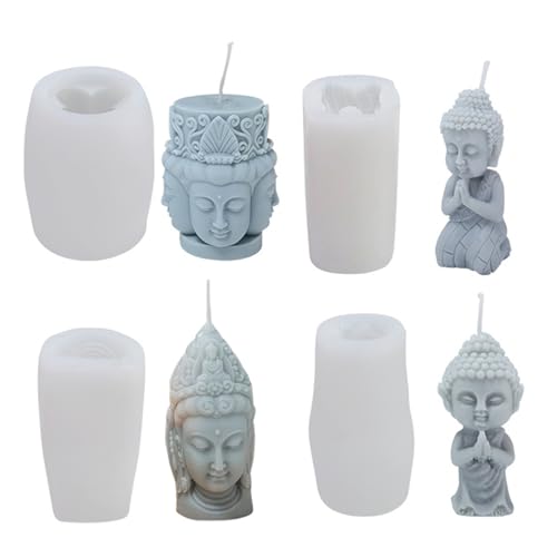 Silikonform Kerze 3D Buddha Silikonformen Kerzenformen DIY Buddha Kerzenformen 3D Buddha Gießform DIY 3D Buddha Figuren Kerzen Gießen Form Für Seife Kerzen Machen Handwerk Ornamente (4 Stück) von TheStriven