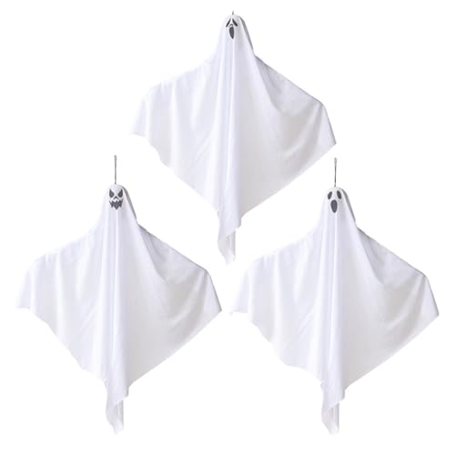 TheStriven 3 Stück Halloween Hängende Skelette Dekor Ghost Windsock Flag Halloween Hanging Decoration Weißer Geister-Aufhänger Halloween Hanging Ghost Decoration für Halloween hängende Dekorationen von TheStriven