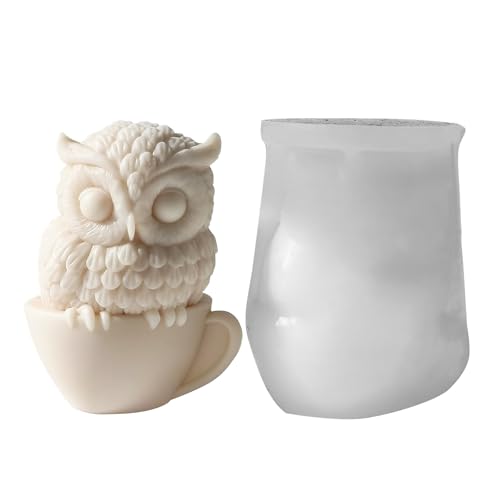 TheStriven 3D Eulenform Silikonform Kerzenform DIY Silikon Eulen Form Silikonformen Gießformen 3D Tier Handwerk Kunst Silikon Tier Silikonform Eulen Formen Seifenform von TheStriven