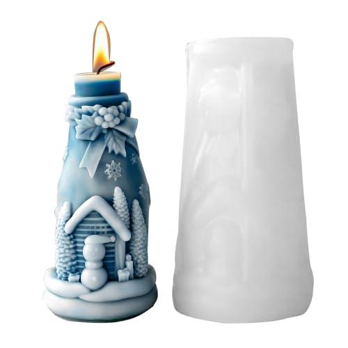 TheStriven Silikonformen Gießformen Weihnachten Weihnachts Flasche Kerze Form Weihnachtsdekoration Weihnachtsflasche Silikon Form mit Weihnachtsbaum Reliefdesign (A) von TheStriven