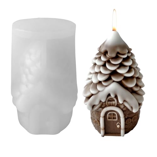 TheStriven Weihnachts Kiefer Silikon Form Weihnachten Kerzenform Haus Silikonform Gießformen Häuser Tannenzapfen Kerzenformen Silikon Silikonformen Gießformen für Häuser und Weihnachten (A) von TheStriven