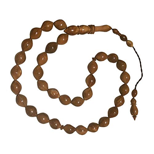 TheTasbih® Exotische Kuka-Gebetskette mit Ringen, 9 x 12 mm, natürliche Farbe, 33 Perlen von TheTasbih