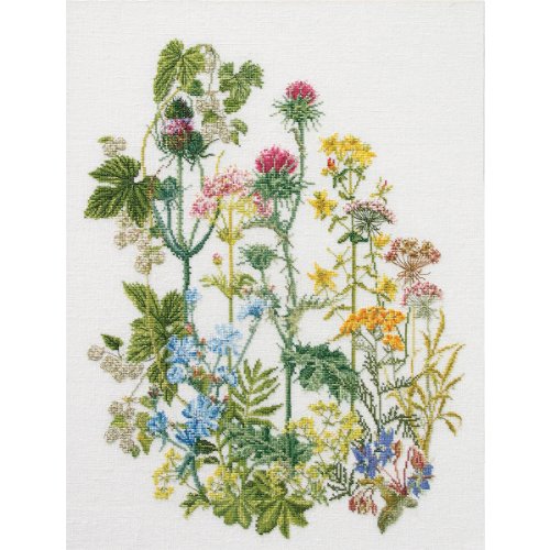 Thea GOUVERNEUR SINCE 1959 424 Linen Kreuzstich-Set Kräuter auf Leinen, 34,9 x 46 cm, 36 Stück, Mehrfarbig, 35x45cm von Thea GOUVERNEUR SINCE 1959