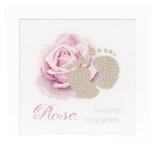Thea Gouverneur - Kreuzstich-Set - Geburtsmusertuch Rose - Aida - 18 Count - Für Erwachsene - 508A Thea Gouverneur - Kreuzstich-Set - Geburtsmusertuch Rose - Aida - 18 Count - Für Erwachsene - 508A von Thea GOUVERNEUR SINCE 1959