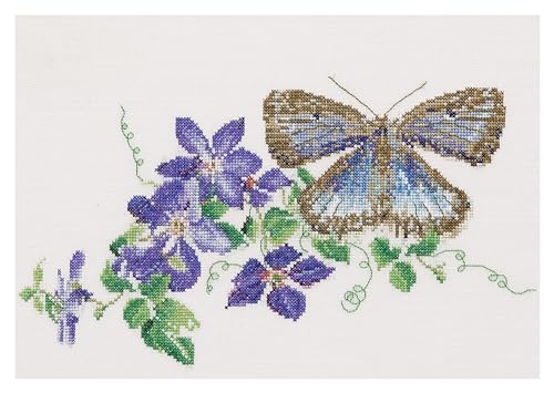 Thea Gouverneur - Kreuzstich-Set - Schmetterling Blaue Klematis - Aida - 18 Count - Für Erwachsene - 438A Thea Gouverneur - Kreuzstich-Set - Schmetterling Blaue Klematis - Aida - 18 Count - Für Erwachsene - 438A von Thea GOUVERNEUR SINCE 1959