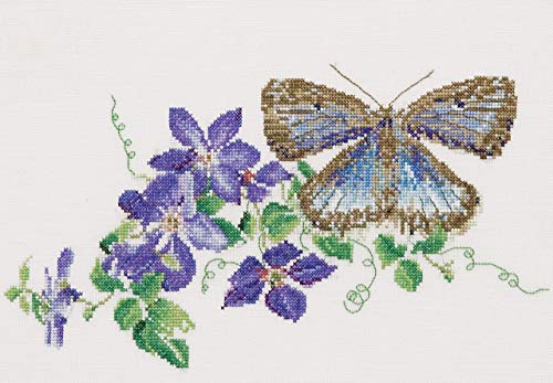 Thea Gouverneur - Kreuzstich-Set - Schmetterling Blaue Klematis - Leinen - 36 Count - Für Erwachsene - 438 Thea Gouverneur - Kreuzstich-Set - Schmetterling Blaue Klematis - Leinen - 36 Count - Für Erwachsene - 438 von Thea GOUVERNEUR SINCE 1959