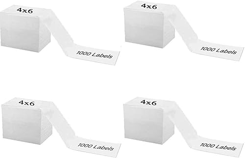 10,2 x 15,2 cm Versandetiketten Fanfold Etiketten kompatibel mit Rollo, Zebra Direct Thermodrucker, mit Perforationen (4000) von Theaque