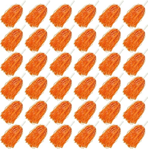 Cheerleading-Pompons, Metallfolie, Kunststoff, mit Taktstockgriff, für Spiel, Sport, Squads, Tanzen, Party, Fußball, Basketball, Club, Geist, Sport, Bühne, Performance, Feier, Orange, 36 Stück Cheerleading-Pompons, Metallfolie, Kunststoff, mit Taktstockgriff, für Spiel, Sport, Squads, Tanzen, Party, Fußball, Basketball, Club, Geist, Sport, Bühne, Performance, Feier, Orange, 36 Stück von Theaque
