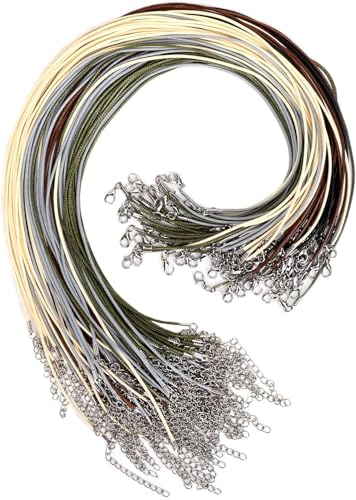 Halskettenschnur, 100 Stück Halskette Schnur Seil mit Verschluss, 50,8 cm gewachste Baumwollschnur, Halskette Bulk für Charm-Anhänger, Armbänder, Halsketten (Farbmischung) von Theaque