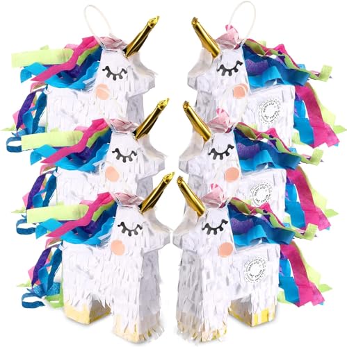 Mini-Einhorn-Piñata, 10,2 x 17,8 cm, Partyzubehör, kleines Einhorn-Partyzubehör, Mini-Piñata, Einhorn-Tischdekoration, Einhorn-Geburtstags-Piñata für Einhorn-Mottopartys, 6 Stück von Theaque
