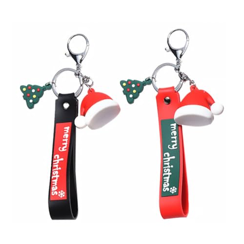 Theaque 2 x Weihnachts-Schlüsselanhänger, PVC-Schlüsselanhänger, Clips, Anhänger für Autoschlüssel von Theaque