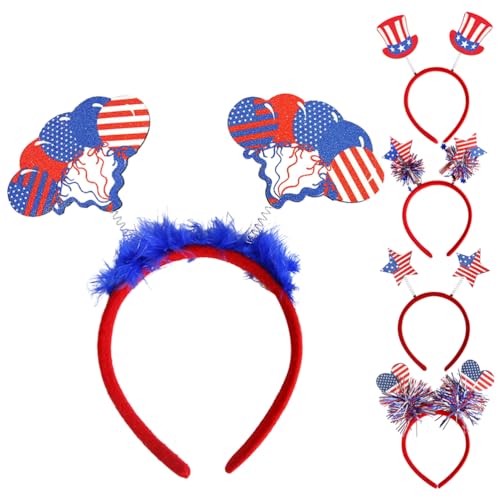 Theaque 5 Pack Patriotisches Head Bobbers Stirnband Star American Flag Stirnband 4. Juli Stirnband für Unabhängigkeitstag Patriotische Party Zubehör von Theaque