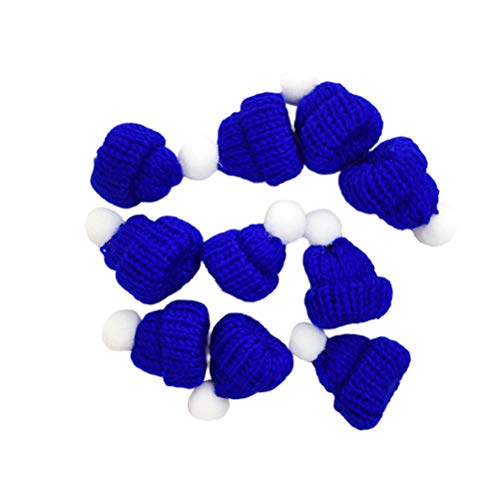 Theaque Mini Strickmützen Weihnachten Mini Stricken Puppe Hüte Mini Wollmütze für Weihnachtsschmuck DIY Kunst und Handwerk (Dunkelblau) von Theaque