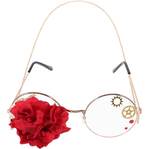 Theaque Punk-Brille, Lolita-Rose, Glasrahmen, Cosplay-Brille, Vintage-Steampunk-Versorgung von Theaque