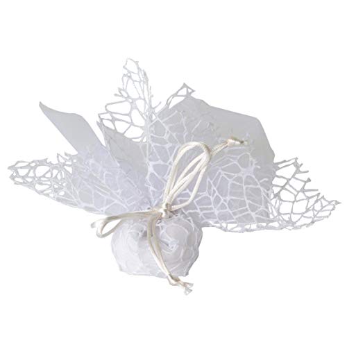 Pianeta Confetti Säckchen für Bonbons, Beutel aus Polycotton mit Netz + Organzatuch + Zugband, für Bonbons, Packung mit 30 Stück, weiß - Themagicfour® von Themagicfour