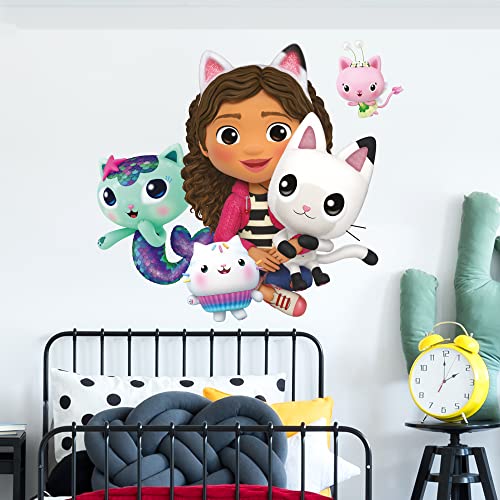 Themed Gabby's Dollhouse Wandaufkleber – Gabby and Friends Sat Down Wandtattoo Kinder (90 cm Breite x 80 cm Höhe) von Themed