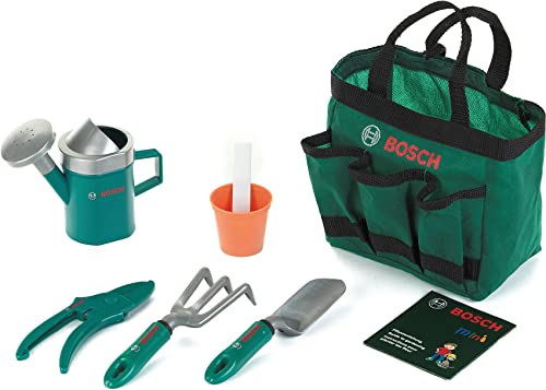 Bosch Garten Gartentaschen-Set I Hochwertiges Kinder-Gartenset I Inkl. Schaufel, Pflanztopf, Gießkanne u.v.m. I Maße: 32 cm x 30 cm x 6 cm I Spielzeug für Kinder ab 3 Jahren von Klein