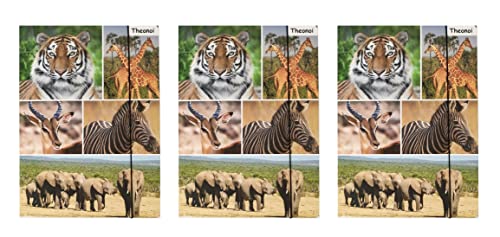 Mappe Sammelmappe Heftmappe Zeichenmappe Dokumentenmappe mit Gummizug Gummiband DIN A4 für Kinder Motive Tiere (3 x Afrika Tiere) von Theonoi