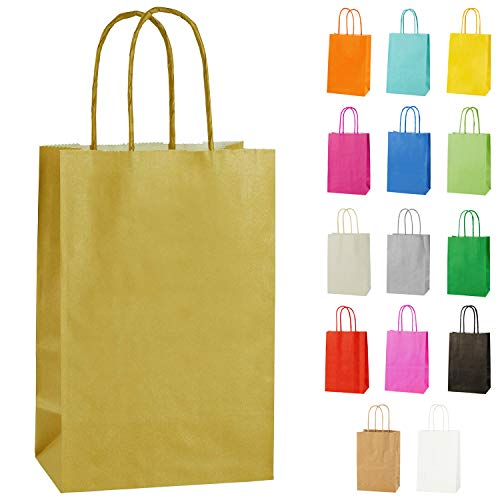 10 Extraklein Papiertüten für Partys und Geschenke mit Griffen - Gold - 140x210x80mm 10 Extraklein Papiertüten für Partys und Geschenke mit Griffen - Gold - 140x210x80mm von Thepaperbagstore