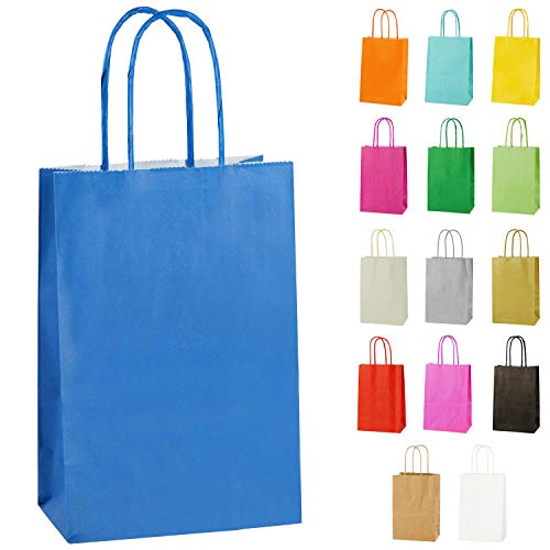 Thepaperbagstore 10 Extraklein Papiertüten für Partys und Geschenke mit Griffen - Blau - 140x210x80mm von Thepaperbagstore