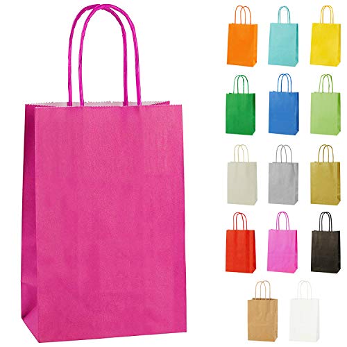 Thepaperbagstore 10 Extraklein Papiertüten für Partys und Geschenke mit Griffen - Fuchsia - 140x210x80mm von Thepaperbagstore