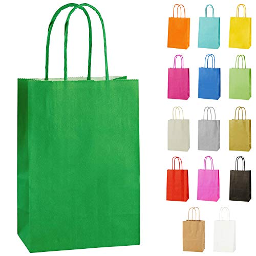 Thepaperbagstore 10 Extraklein Papiertüten für Partys und Geschenke mit Griffen - Grün - 140x210x80mm von Thepaperbagstore