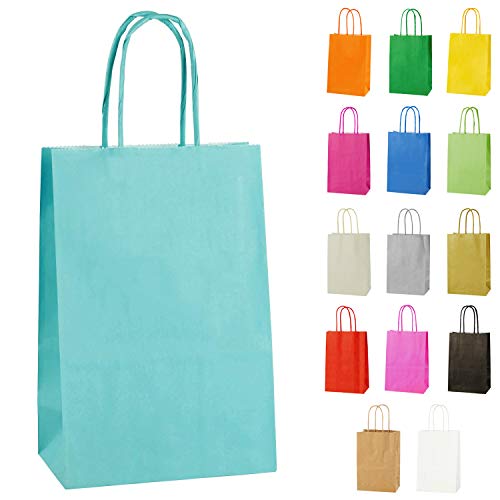 Thepaperbagstore 10 Extraklein Papiertüten für Partys und Geschenke mit Griffen - Hellblau - 140x210x80mm von Thepaperbagstore