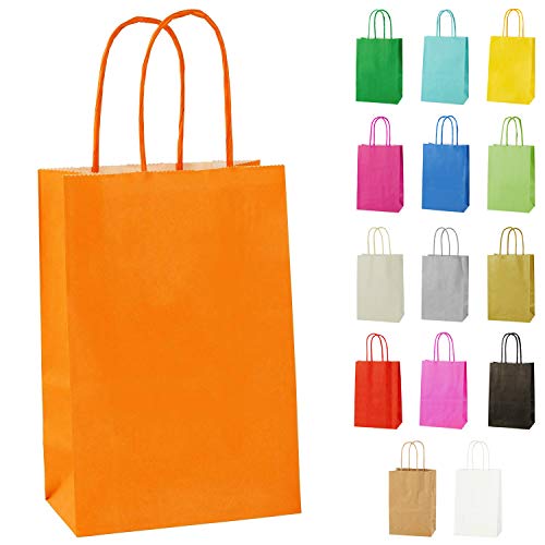 Thepaperbagstore 10 Extraklein Papiertüten für Partys und Geschenke mit Griffen - Orange - 140x210x80mm von Thepaperbagstore