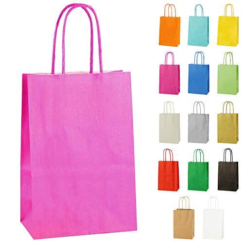 Thepaperbagstore 10 Extraklein Papiertüten für Partys und Geschenke mit Griffen - Pink - 140x210x80mm von Thepaperbagstore