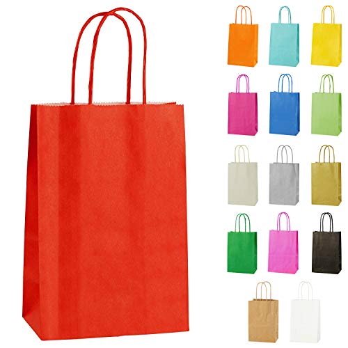 Thepaperbagstore 10 Extraklein Papiertüten für Partys und Geschenke mit Griffen - Rot - 140x210x80mm von Thepaperbagstore