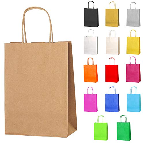 Thepaperbagstore 10 Papiertüten für Partys und Geschenke mit Griffen - Braun - 180x220x80mm von Thepaperbagstore