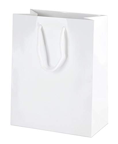 Thepaperbagstore 10 Weiß Luxus Gloss Seilgriff Papiertüten - Klein 160x100x210mm von Thepaperbagstore