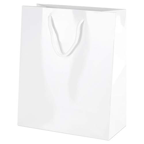 Thepaperbagstore 10 Weiß Luxus Gloss Seilgriff Papiertüten - Medium 200x100x240mm von Thepaperbagstore