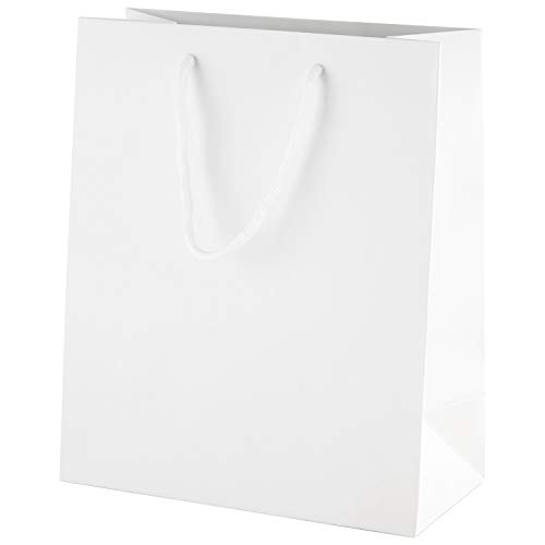 Thepaperbagstore 10 Weiße Mittlere Matt Luxus-Boutique-Papiertüten für Geschenke oder als Tragetaschen mit Seilgriffen - 200x100x240mm von Thepaperbagstore