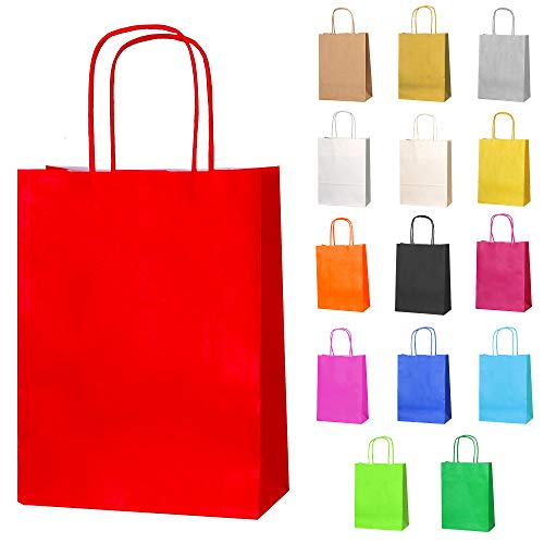 Thepaperbagstore 5 Papiertüten für Partys und Geschenke mit Griffen - Rot - 180x220x80mm Thepaperbagstore 5 Papiertüten für Partys und Geschenke mit Griffen - Rot - 180x220x80mm von Thepaperbagstore