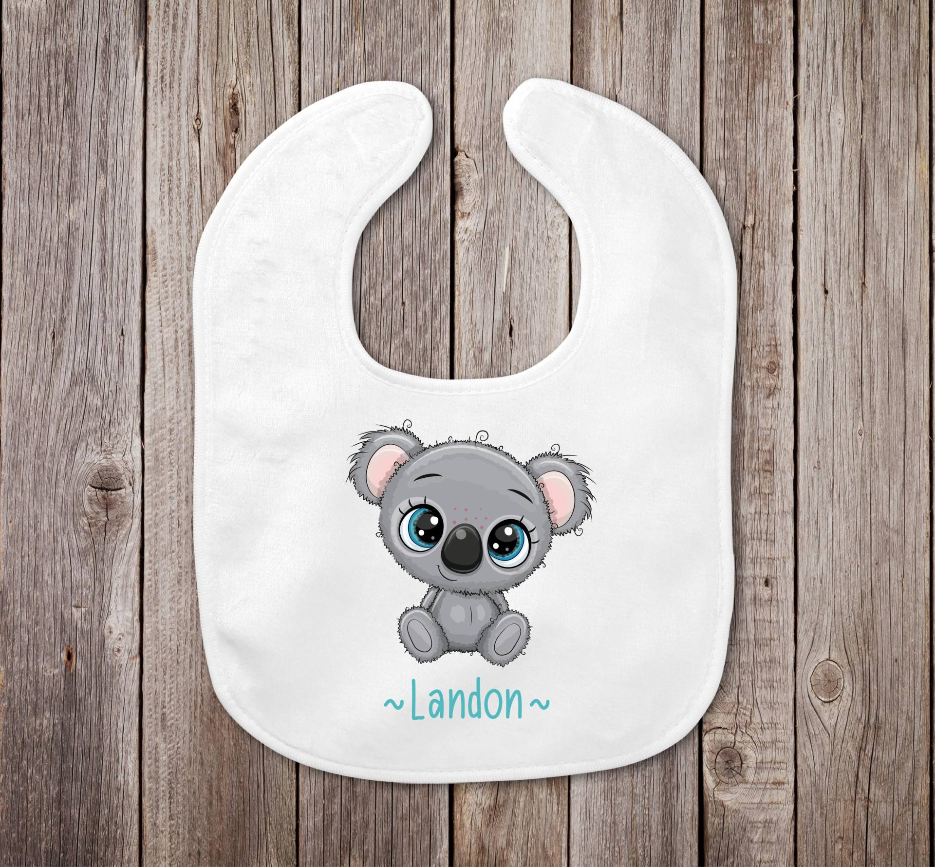 Koala Bär Baby Lätzchen | Personalisiertes Jungen Oder Mädchen Geschenk Shower Name Bib von Thepillowgeek