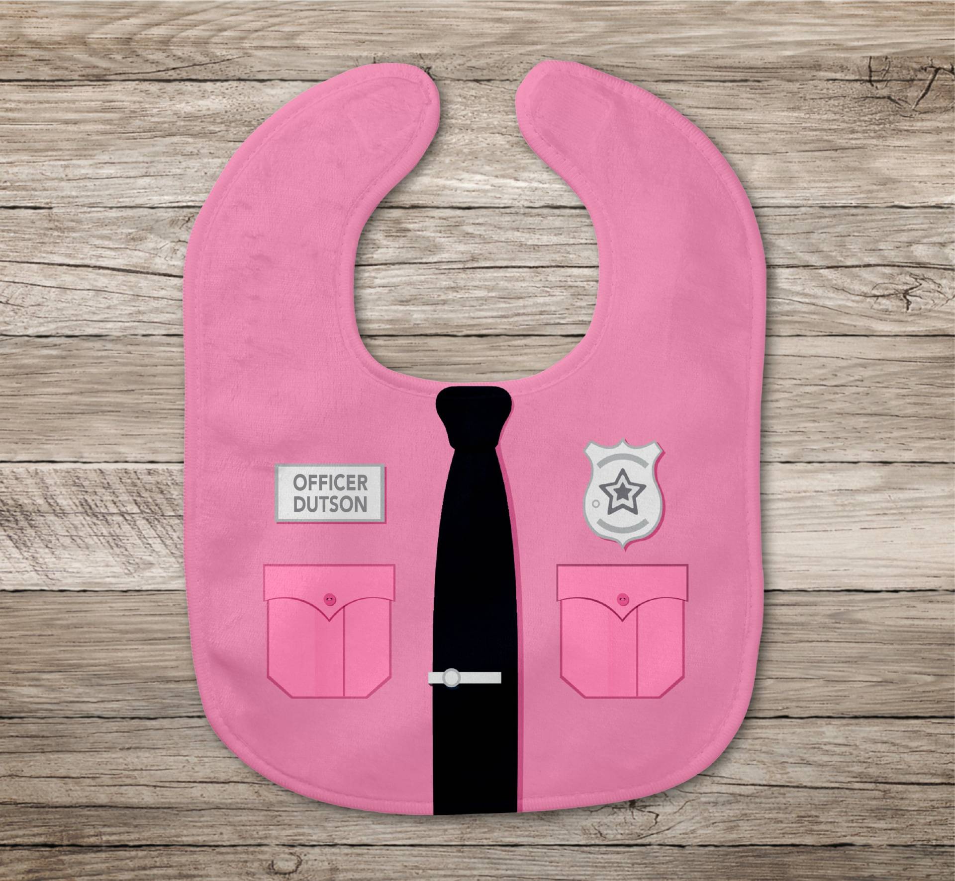 Rosa Polizei Shirt Baby Lätzchen |Cop | Name Personalisiertes Mädchen Geschenk Law Enforcement Ersthelfer Sei Wie Mama von Thepillowgeek
