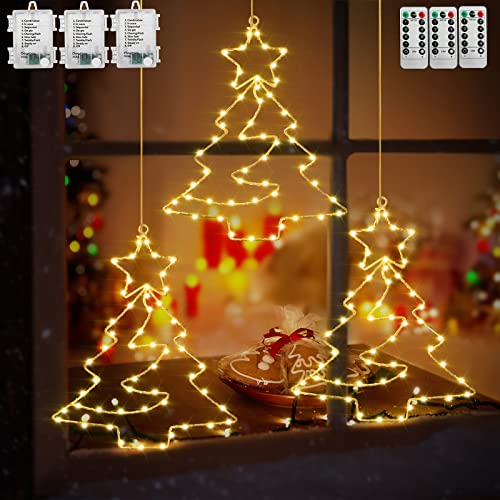 Therlan Weihnachtsdeko Fenster Beleuchtet, 3 Stück 55 LEDs Fensterbilder Baum Batterie Betrieben Mit Timer und Fernbedienung 8 Lichtmodi, LED Fensterdeko Weihnachten Beleuchtet Warmweißen Therlan Weihnachtsdeko Fenster Beleuchtet, 3 Stück 55 LEDs Fensterbilder Baum Batterie Betrieben Mit Timer und Fernbedienung 8 Lichtmodi, LED Fensterdeko Weihnachten Beleuchtet Warmweißen von Therlan