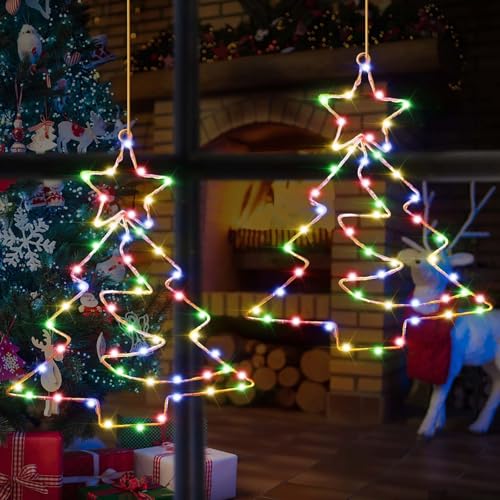 Therlan Fensterdeko Weihnachten Beleuchtet Batterie, 2 Stück 110 LED Fensterbilder Weihnachtsbeleuchtung Mit Timer Fernbedienung, 8 Lichtmodi LED Weihnachtsdeko Fenster Beleuchtet Bunt Therlan Fensterdeko Weihnachten Beleuchtet Batterie, 2 Stück 110 LED Fensterbilder Weihnachtsbeleuchtung Mit Timer Fernbedienung, 8 Lichtmodi LED Weihnachtsdeko Fenster Beleuchtet Bunt von Therlan