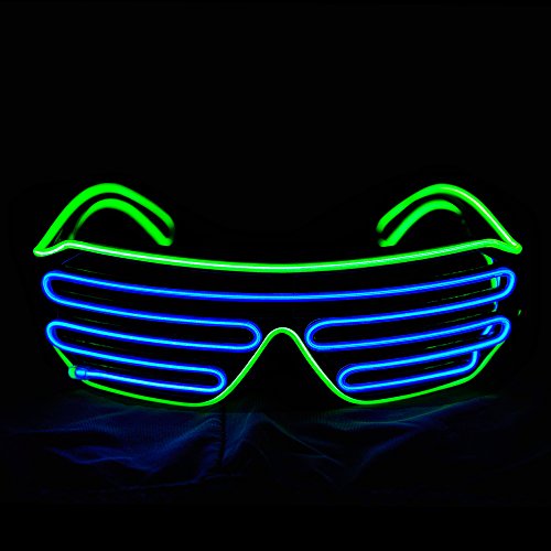 Therlan Neon Brille Led, Leuchten Party Brille, LED PartyBrille, Flashing Led Sonnenbrille Kostüme, Atzenbrille Leuchtbrille für Rave EDM Party (Grün-Blau) Therlan Neon Brille Led, Leuchten Party Brille, LED PartyBrille, Flashing Led Sonnenbrille Kostüme, Atzenbrille Leuchtbrille für Rave EDM Party (Grün-Blau) von Therlan