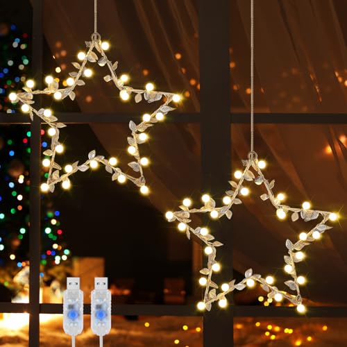 Therlan LED Fensterdeko Weihnachten Beleuchtet, 2 Stück LED Stern Weihnachtsdeko Beleuchtet Fenster mit Timer, 8 Lichtmodi USB-stecker Weihnachtsstern Weihnachtsbeleuchtung Mit Timer Warmweißen Therlan LED Fensterdeko Weihnachten Beleuchtet, 2 Stück LED Stern Weihnachtsdeko Beleuchtet Fenster mit Timer, 8 Lichtmodi USB-stecker Weihnachtsstern Weihnachtsbeleuchtung Mit Timer Warmweißen von Therlan